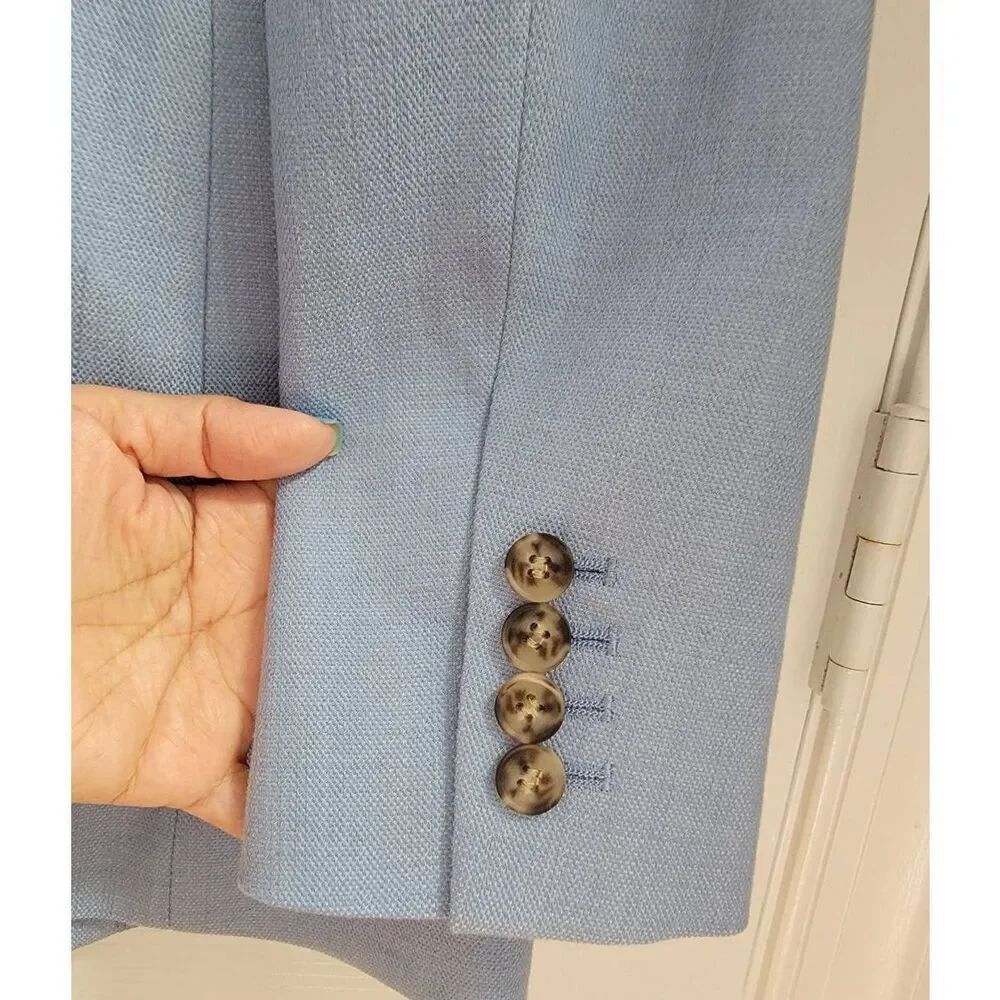 REISS Double Breasts Peak Lapel Suit Blazer In Blue Sz: 2 - Picture 11 of 12